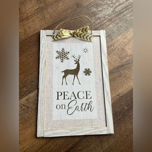 10x8 NEW Christmas Deer hanging picture PEACE ON EARTH